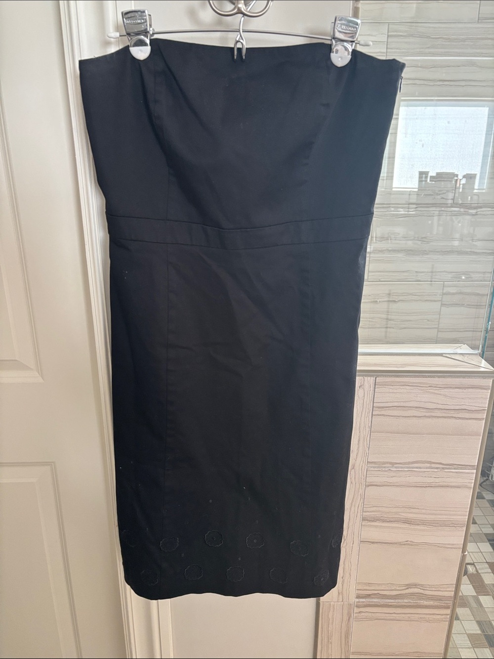Ann Taylor knee length, eyelet hem black dress